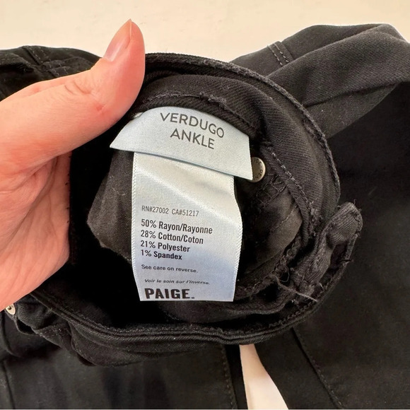 Paige Black Overdye Verdugo Ankle Skinny Jeans Size 25 - Picture 6 of 12